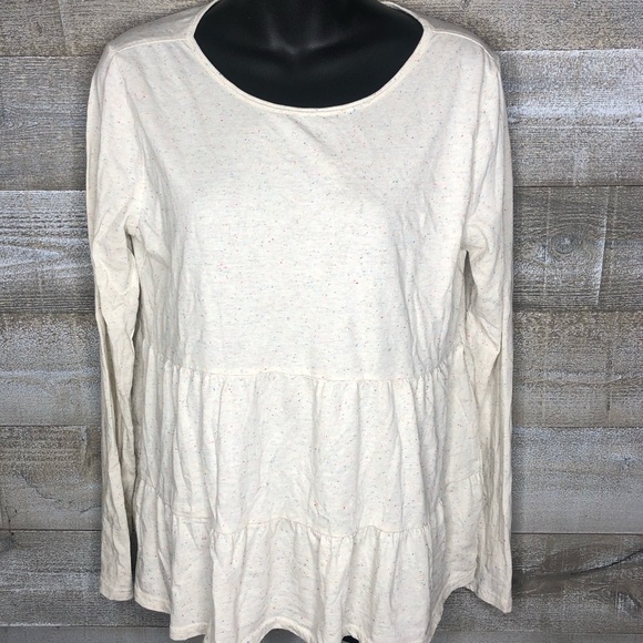 Ann Taylor Loft confetti print tiered long sleeve shirt - Picture 1 of 6